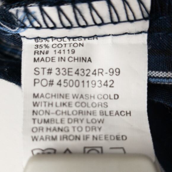 Plains Western Shirt Men's Large Long Sleeve Pearl Snaps Plaid Blue White - Picture 8 of 11